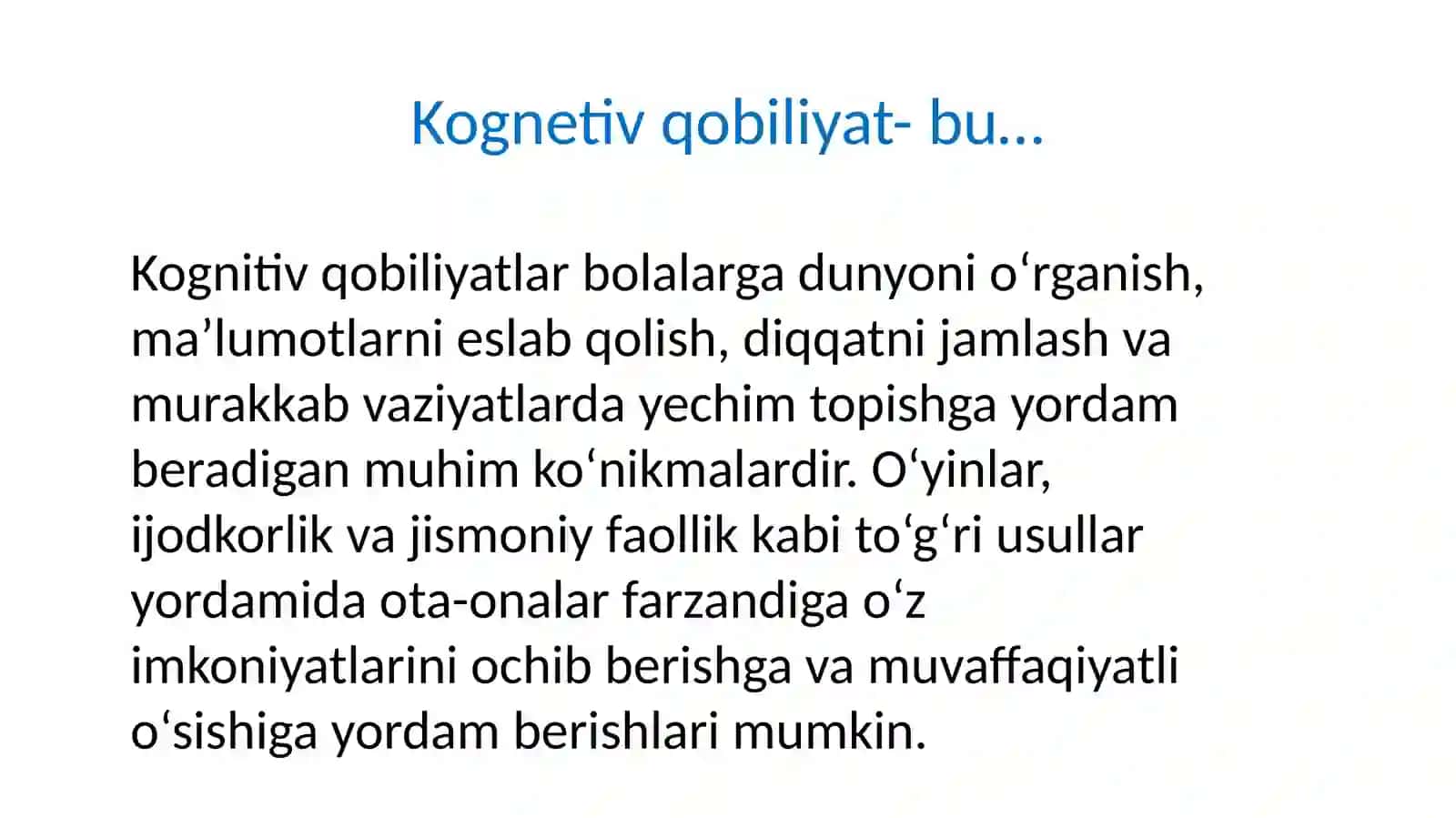 KIBOLALAR BILAN ISHLASH JARAYONIDA BILISH JARAYONLARINI RIVOJLANTIRISH 2