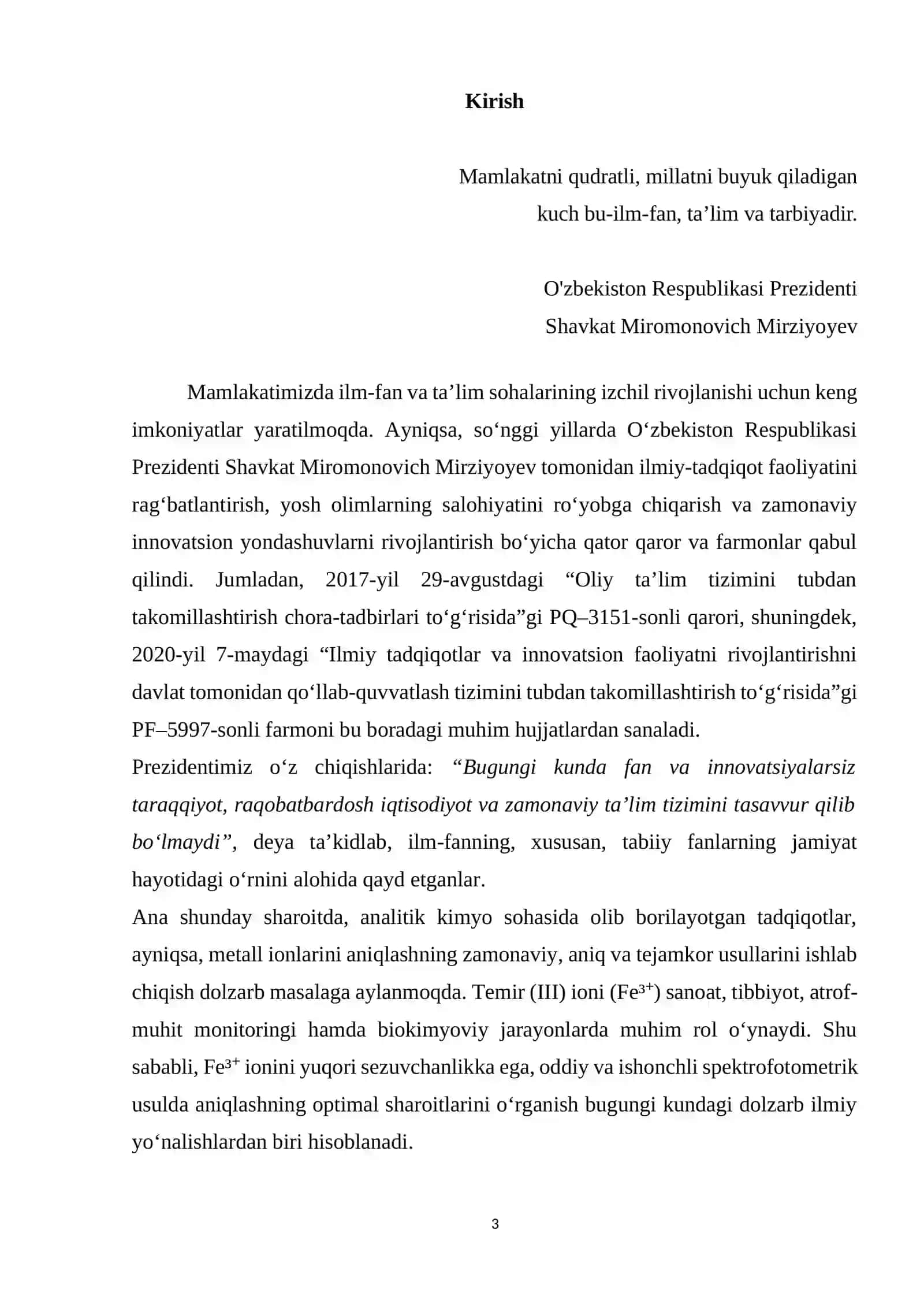 Fe ³⁺ ionini sulfosalisil kislotasi bilan spektrofotometrik usulda aniqlashning optimal sharoitlarini oʻrganish 2