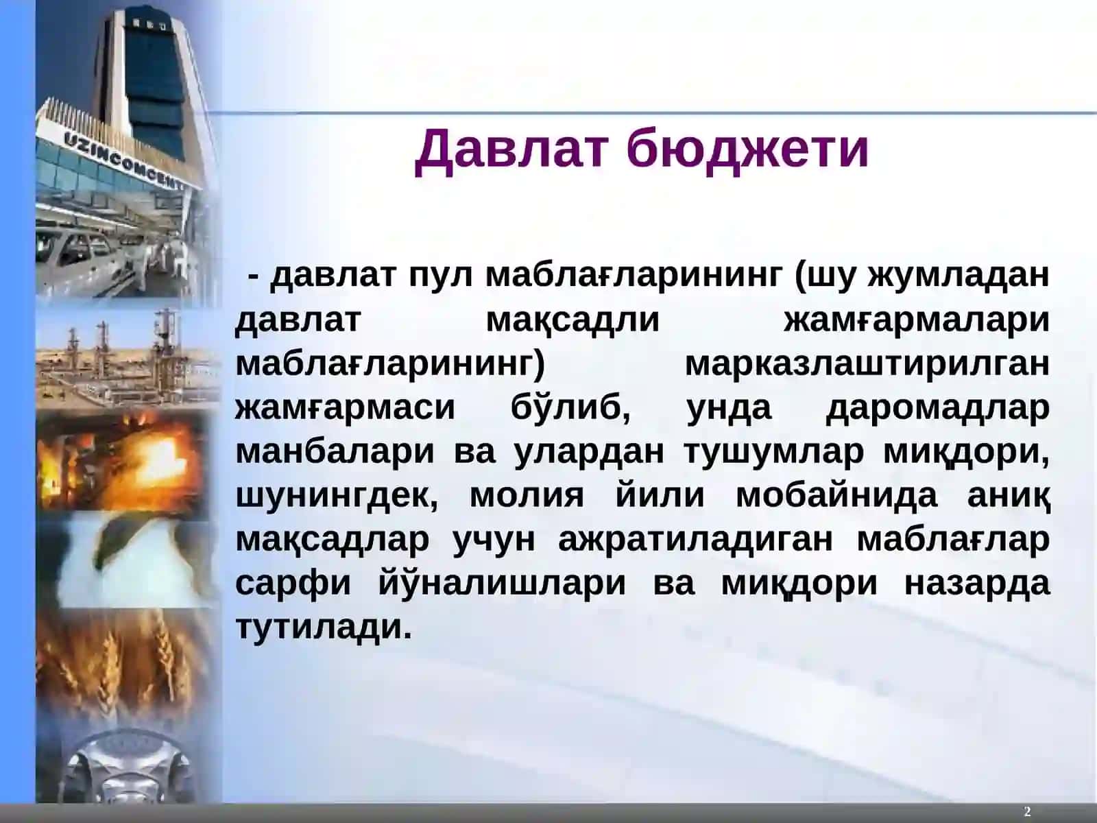 Давлат бюджети ва унинг ижтимоий-иқтисодий аҳамияти 2