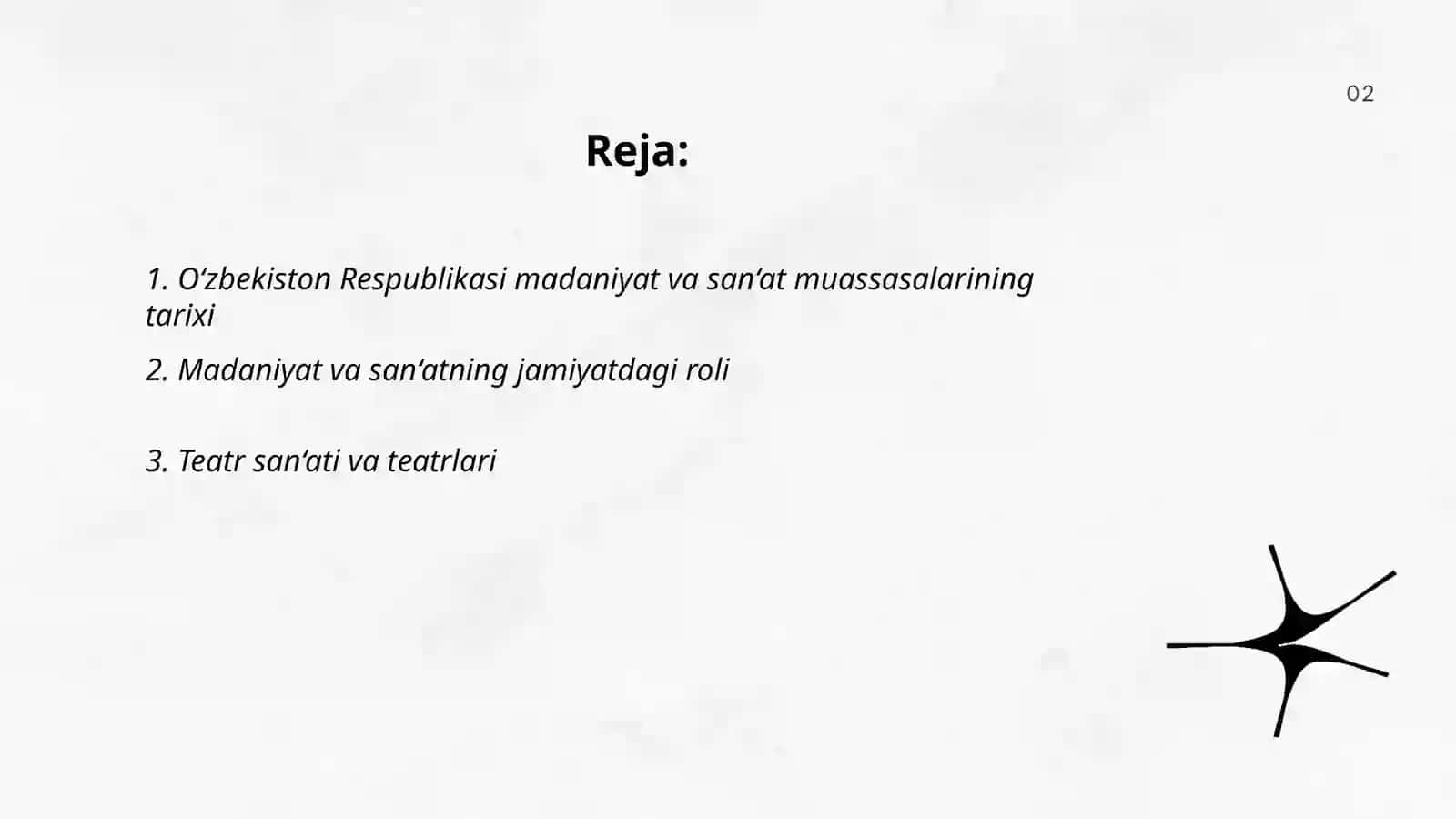O‘zbekiston respublikasida joylashgan madaniyat va san‘at muassasalarining umumiy mohiyati slayd 2