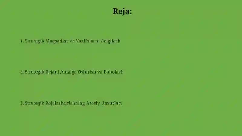 Strategik rejalashtirish 2