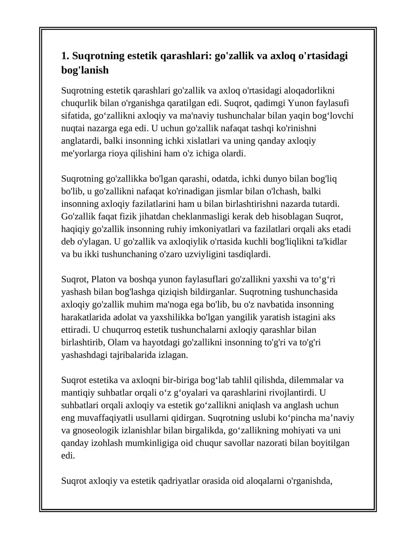 YUNON FAYLASUFLARI. SUQROT VA AFLOTUNNING ESTETIK ARASHLARI 2