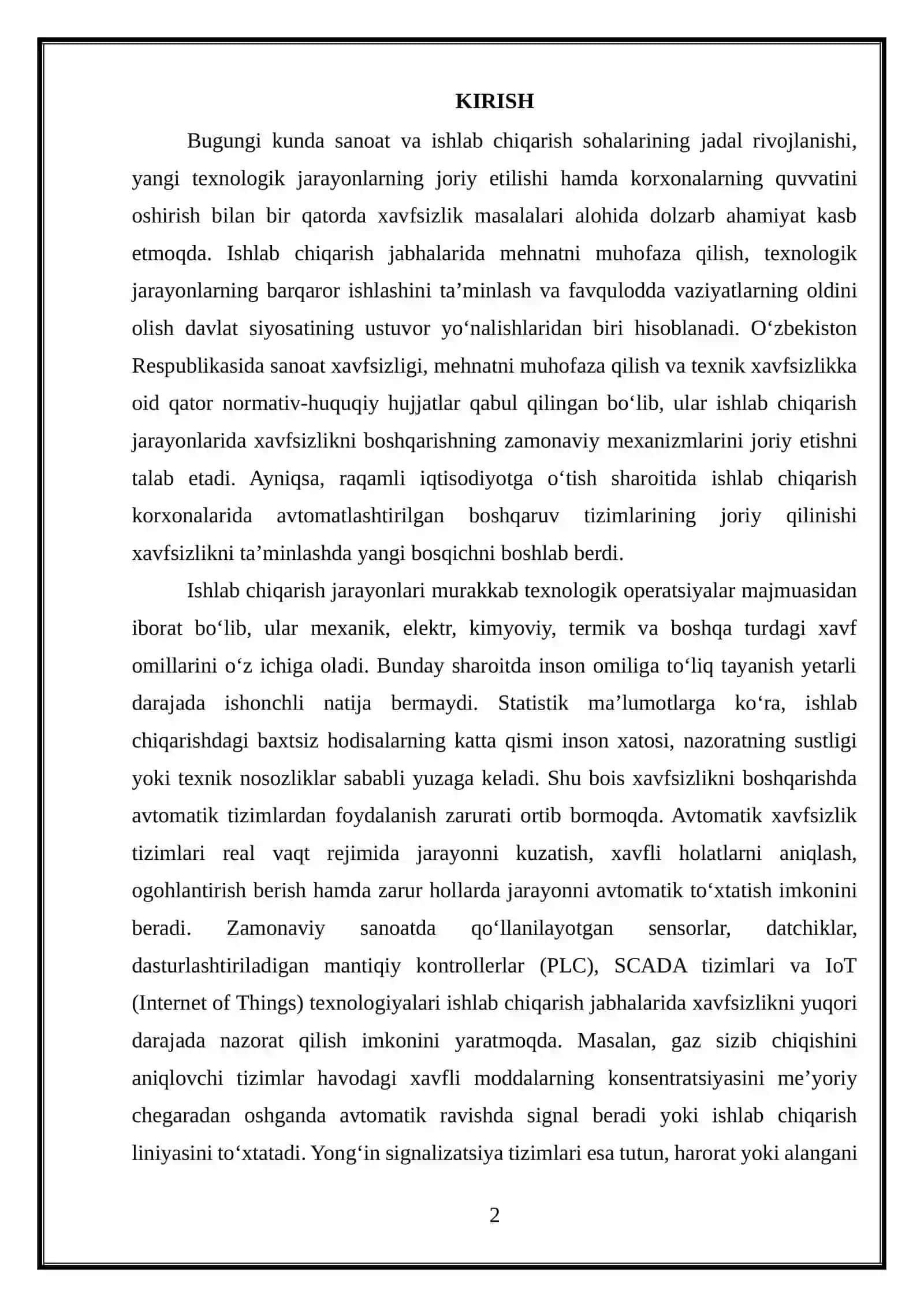 Ishlаb chiqаrish jаbhаlаrini хаvfsizligini bоshqаruvchi аvtоmаtik tizimlаr 2