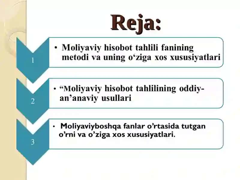 MOLIYAVIYHISOBOTTAHLILINING METODI VA USULLARI 2