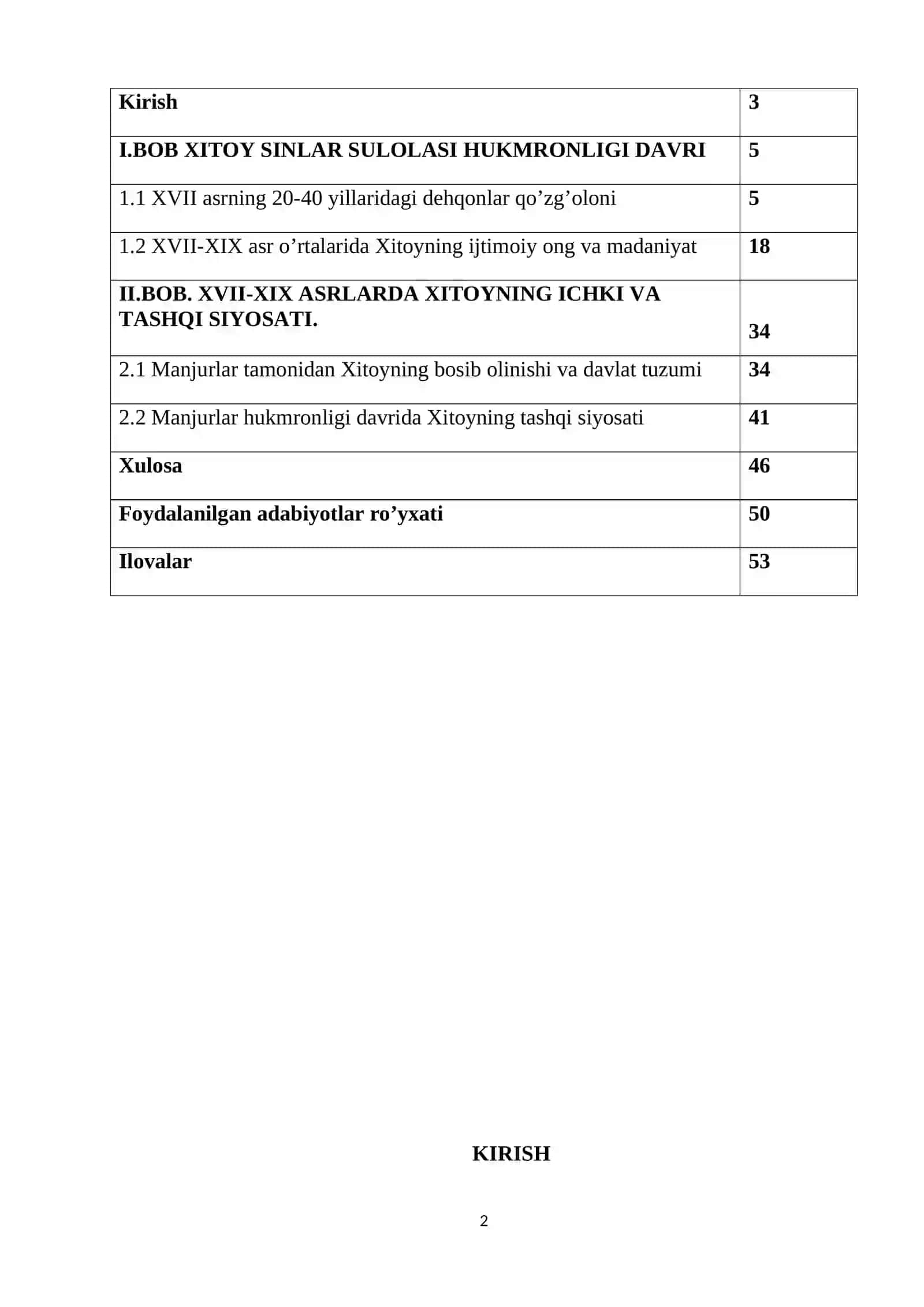 Xitoy yangi davrda tarixiy rivojlanishning asosiy voqealari va jarayonlar 2