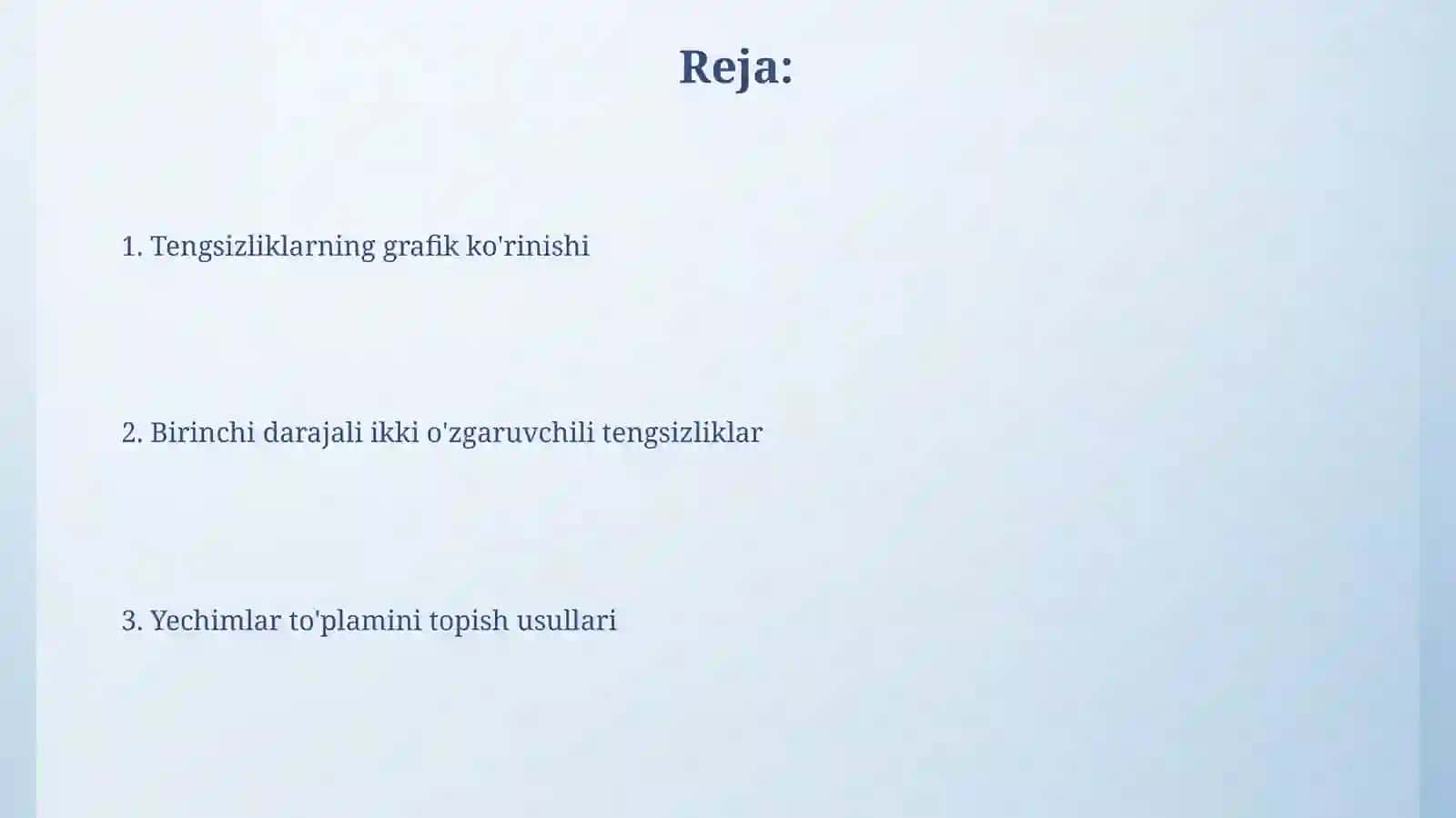 Birinchi darajali ikki noma'lumli tenglama tengsizliklar va ularning yechimi 2
