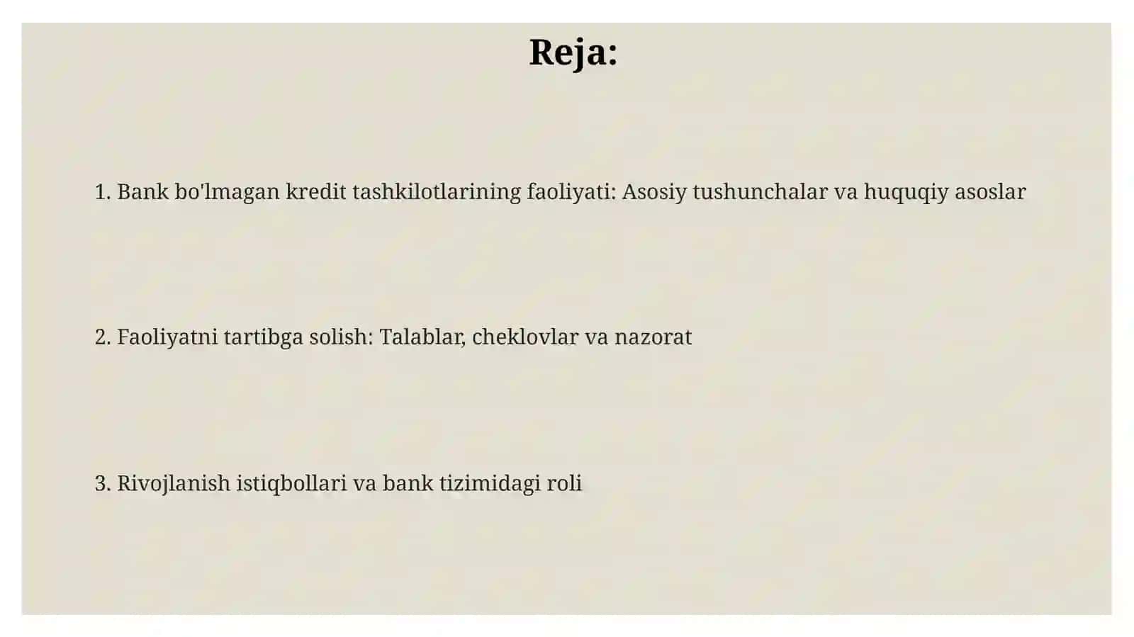 Нобанк кредит ташкилотлари ва улар фаолиятининг хукукий асослари 2