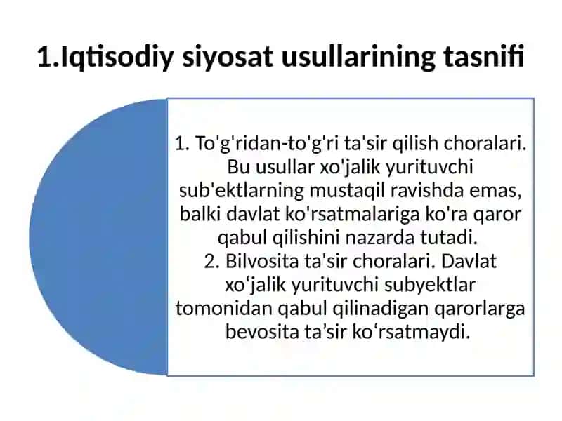 Iqtisodiy siyosatni ishlab chiqishda vositalar  va cheklovlar 2