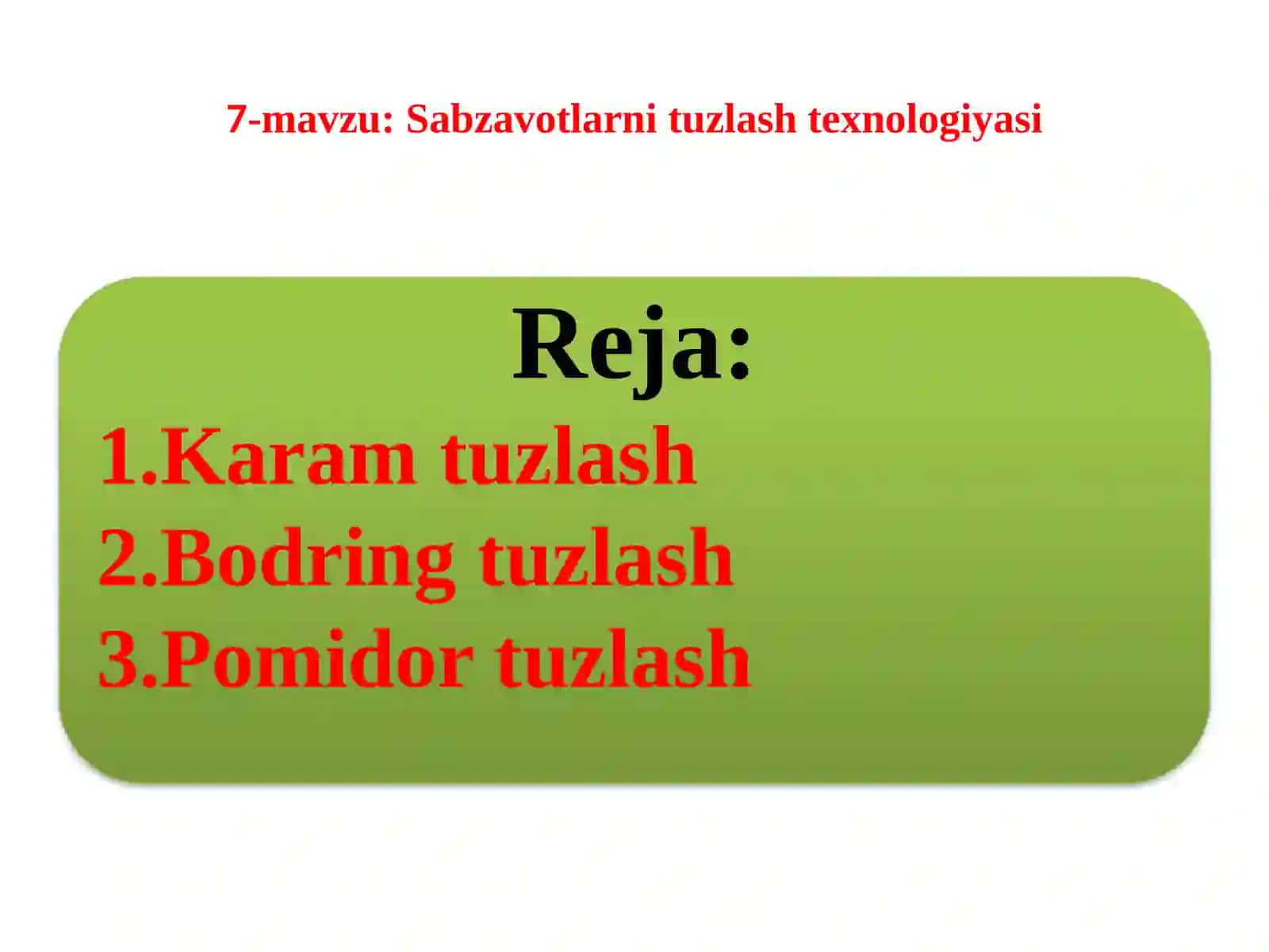 Qishloq xo’jalik mahsulotlarini saqlash va qayta ishlash texnologiyasi 2