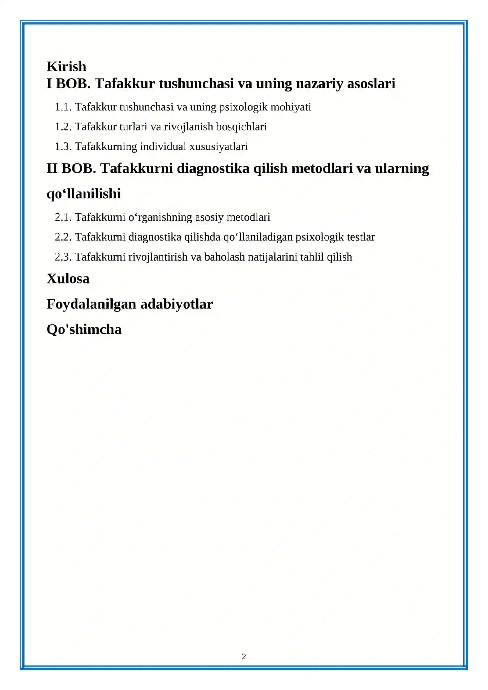 Tafakkurni diagnostika qilish metodlari 2
