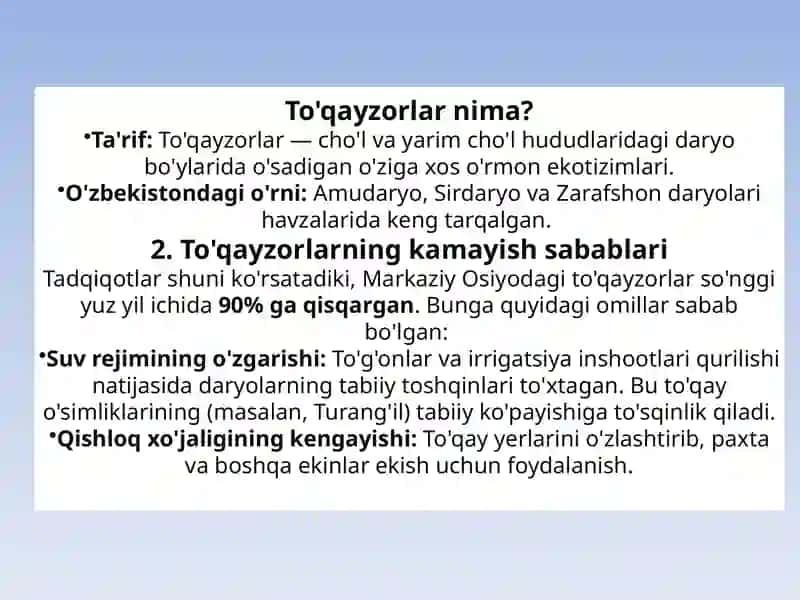 To'qayzorlarning kamayish vaulari 2