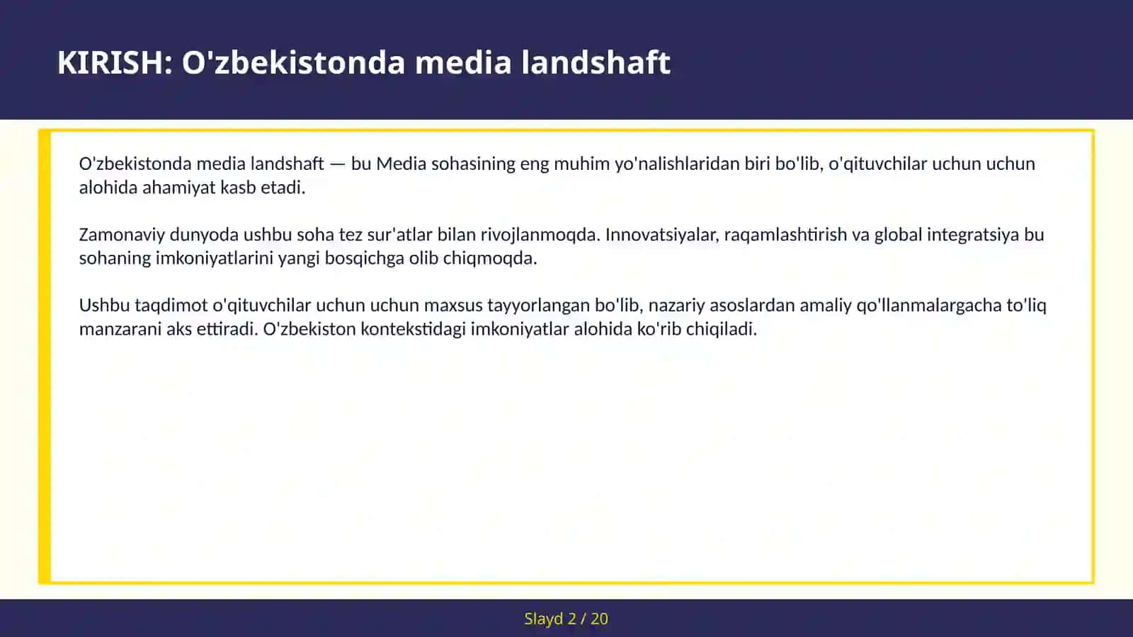 O'zbekistonda Media Landshaft 2