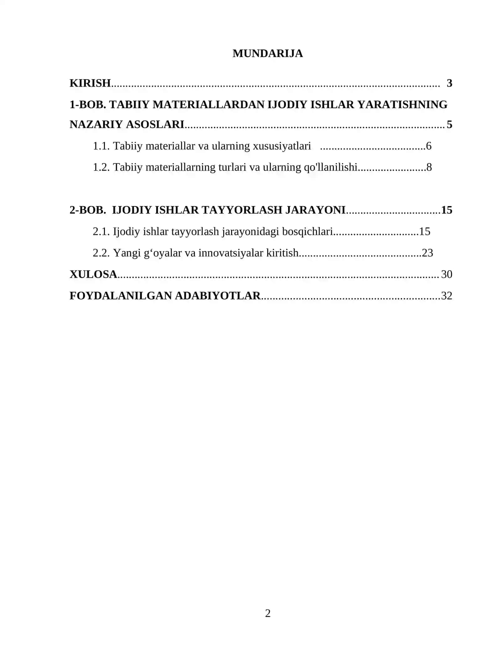 Tabiiy materiallardan ijodiy ishlar tayyorlash texnologiyasi 2