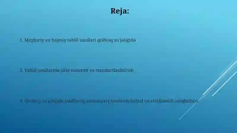 Miqdoriy va hajmiy tahlilning uslublari qishloq xo'jaligida qo'llanishi 2