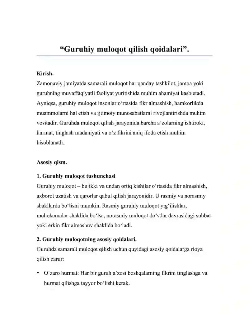 Guruhiy muloqot qilish qoidalari 2