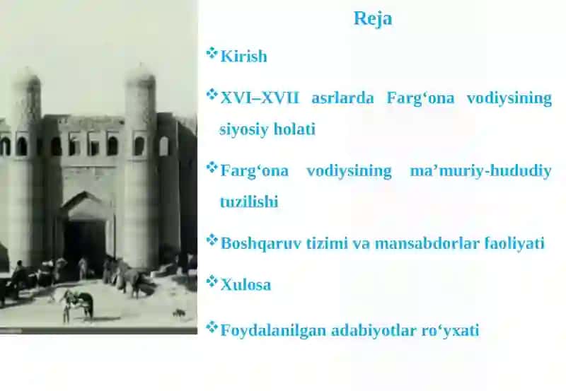 XVI–XVII asrda Farg‘ona vodiysining ma’muriy-hududiy tuzilishi va boshqaruv tizimi 2