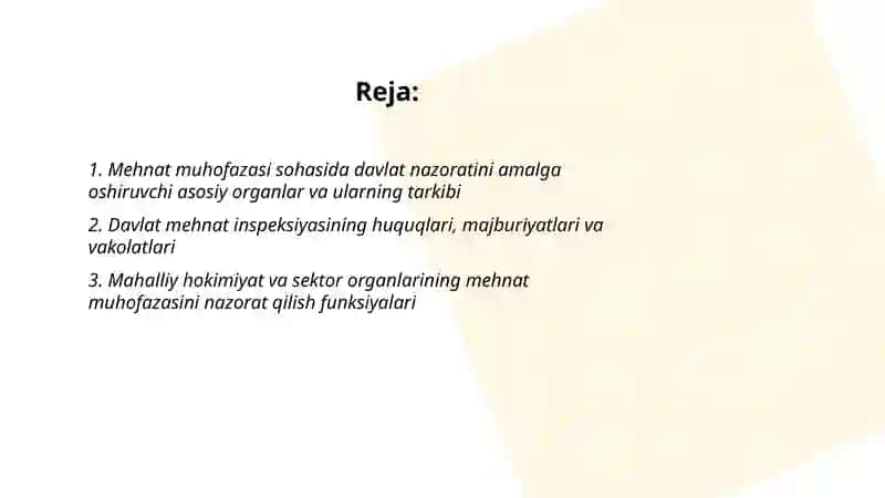Mehnat muhofazasining huquqiy va tashkiliy asoslari ni nazorat qiluvchi organlar 2