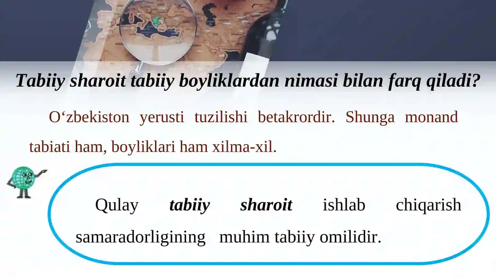 O‘ZBEKISTONNING TABIIY BOYLIKLARI, AHOLISI VA MEHNAT RESURSLARI 2