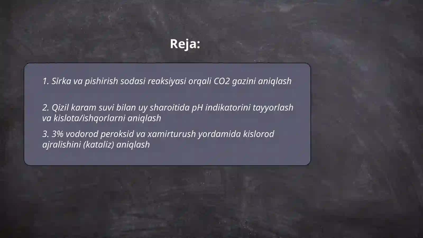 Uy sharoitida kimyoviy reaksiyalarni aniqlash 2