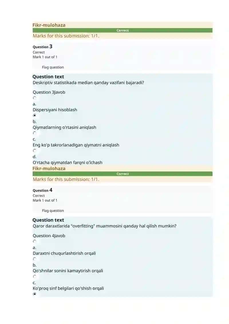Ma'lumotlarni tahlil qilish jarayonida qaysi element asosiy hisoblanadi? 2