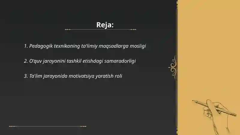 Pedagogik texnikaning xususiyatlari 2