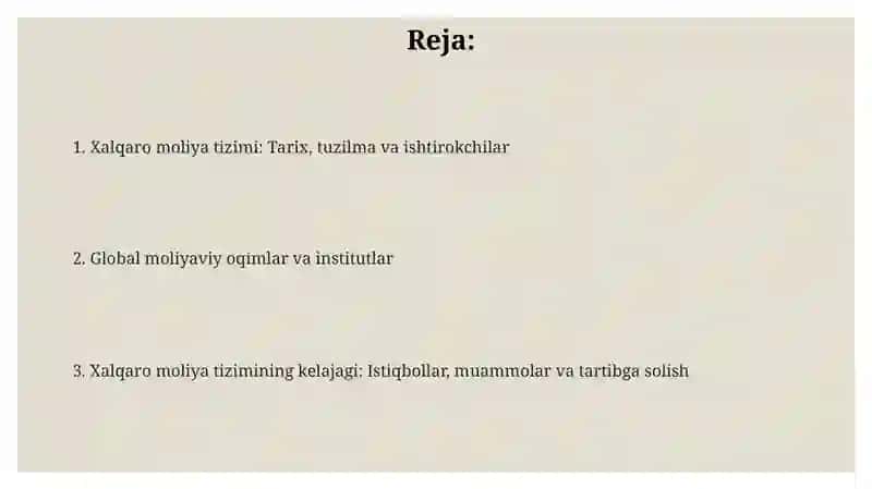 Xalqaro moliya tizimi 2