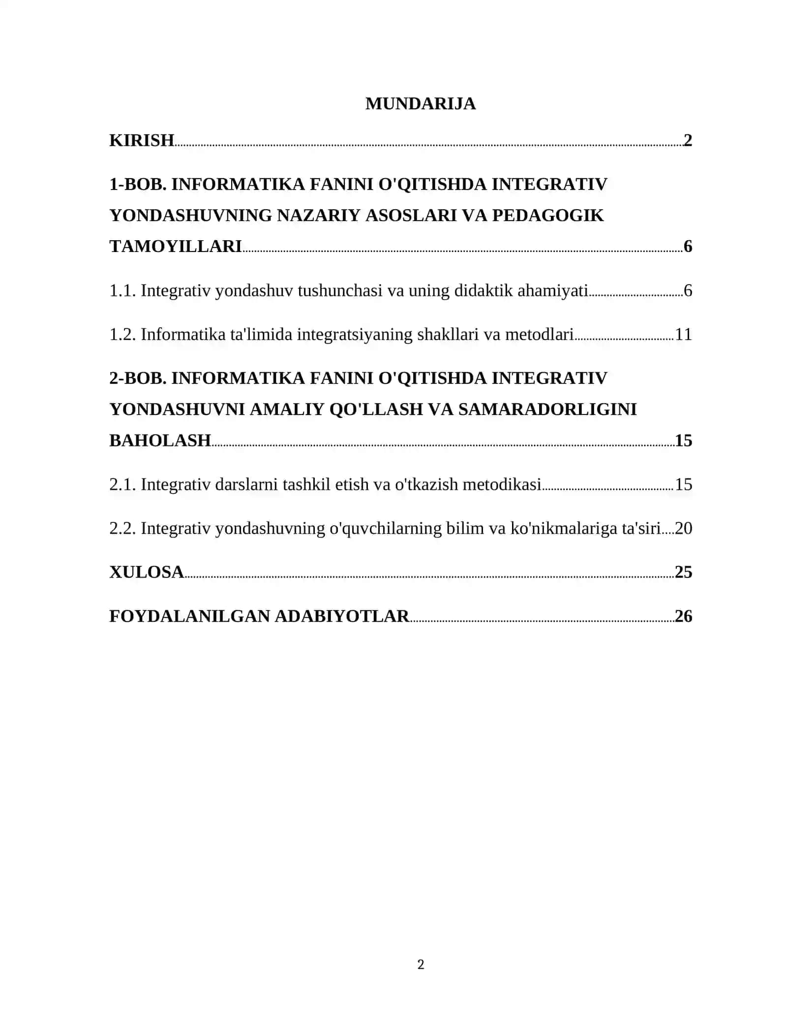 INFORMATIKA FANINI INTEGRATIV YONDASHUV ASOSIDA O'QITISH 2
