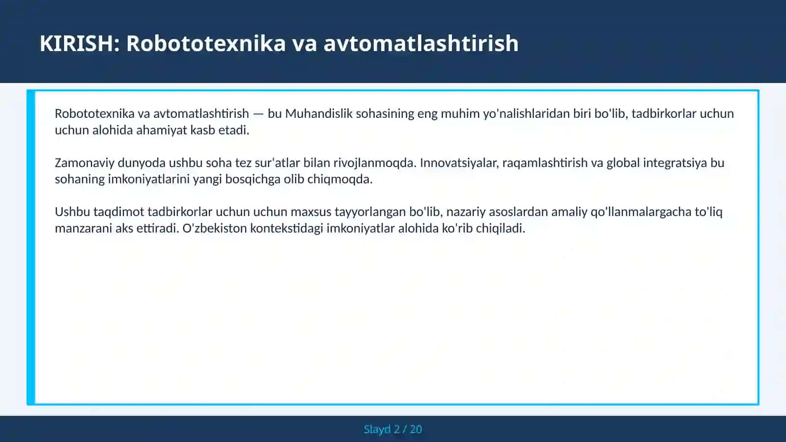 ROBOTOTEXNIKA VA AVTOMATLASHTIRISH 2