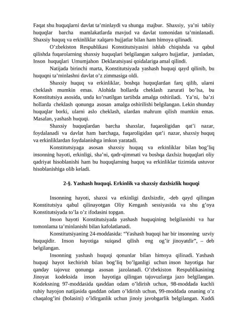 ShAXSIY HUQUQ VA ERKINLIKLAR 2
