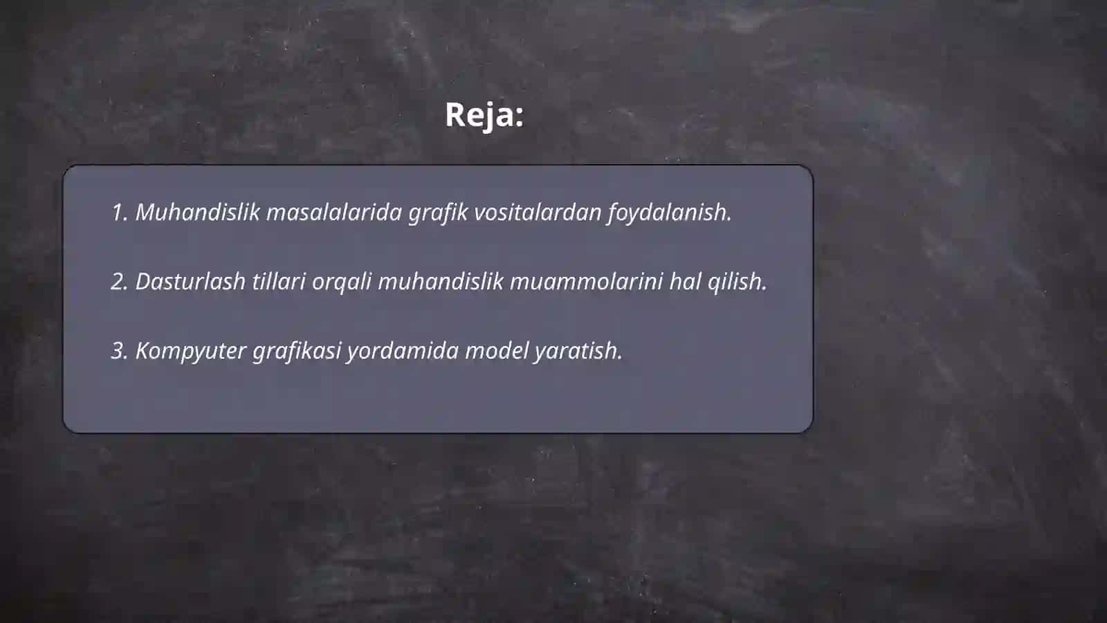 Muhandislik masalalarini yechish dasturlash tizimlari yordamida grafik va multimedia imkoniyatlaridan foydalanish 2