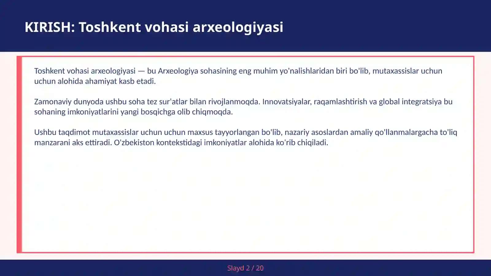 TOSHKENT VOHASI ARXEOLOGIYASI 2