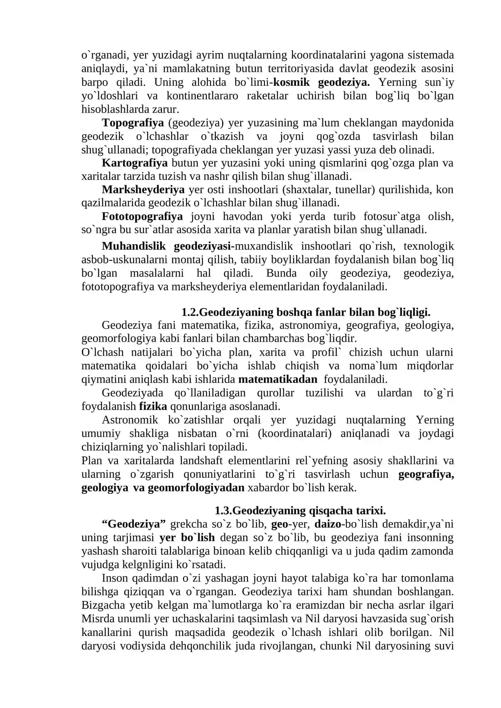Geodeziya fanining vazifalari, rivojlanish tarixi 2