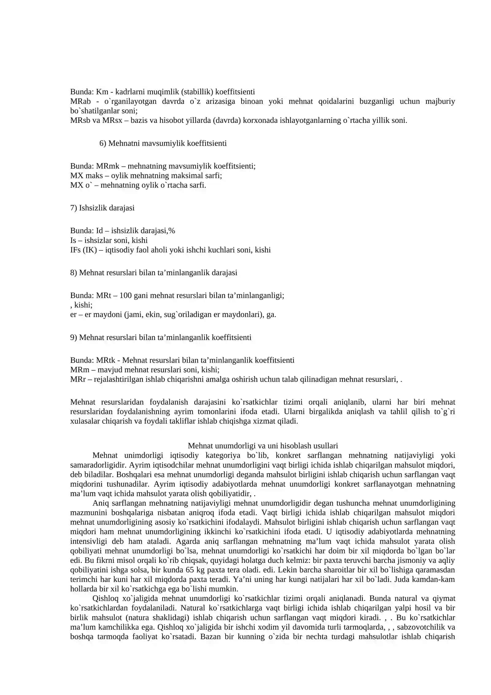 AGROSANOAT MAJMUASINING MЕHNAT, moddiy-texnika RЕSURSLARI VA ULARDAN FOYDALANISh,, uning mohiyati va tarkibi 2