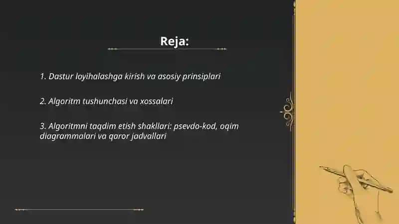 Algoritimlarni Ishlab Chiqarish 2
