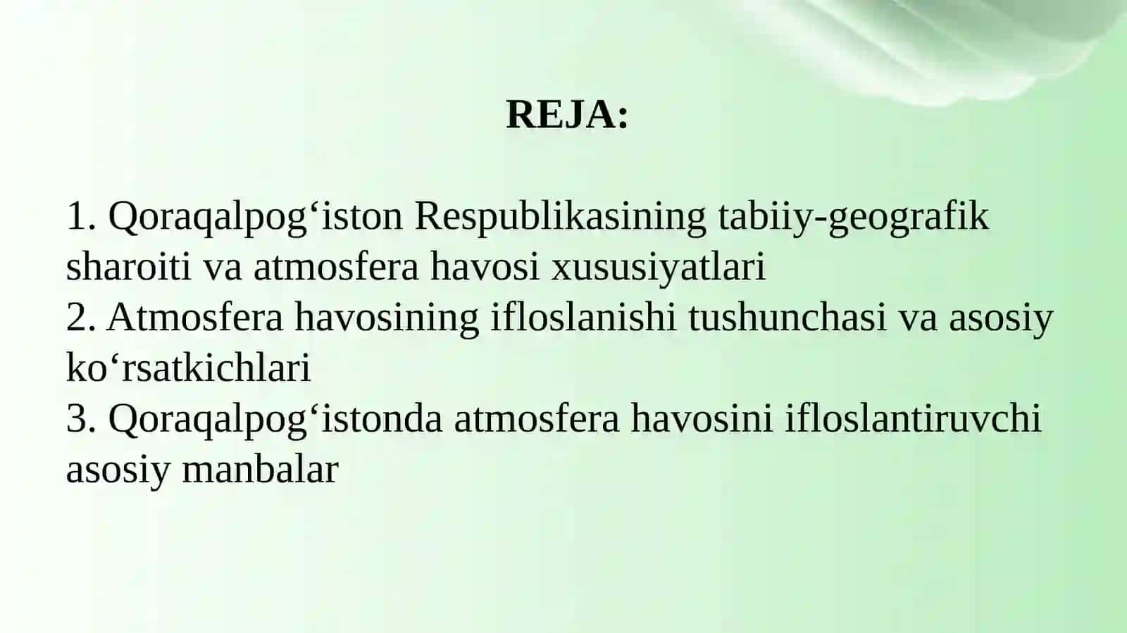 Qoraqalpogʻistonda atmosfera havosining ifloslanishi 2