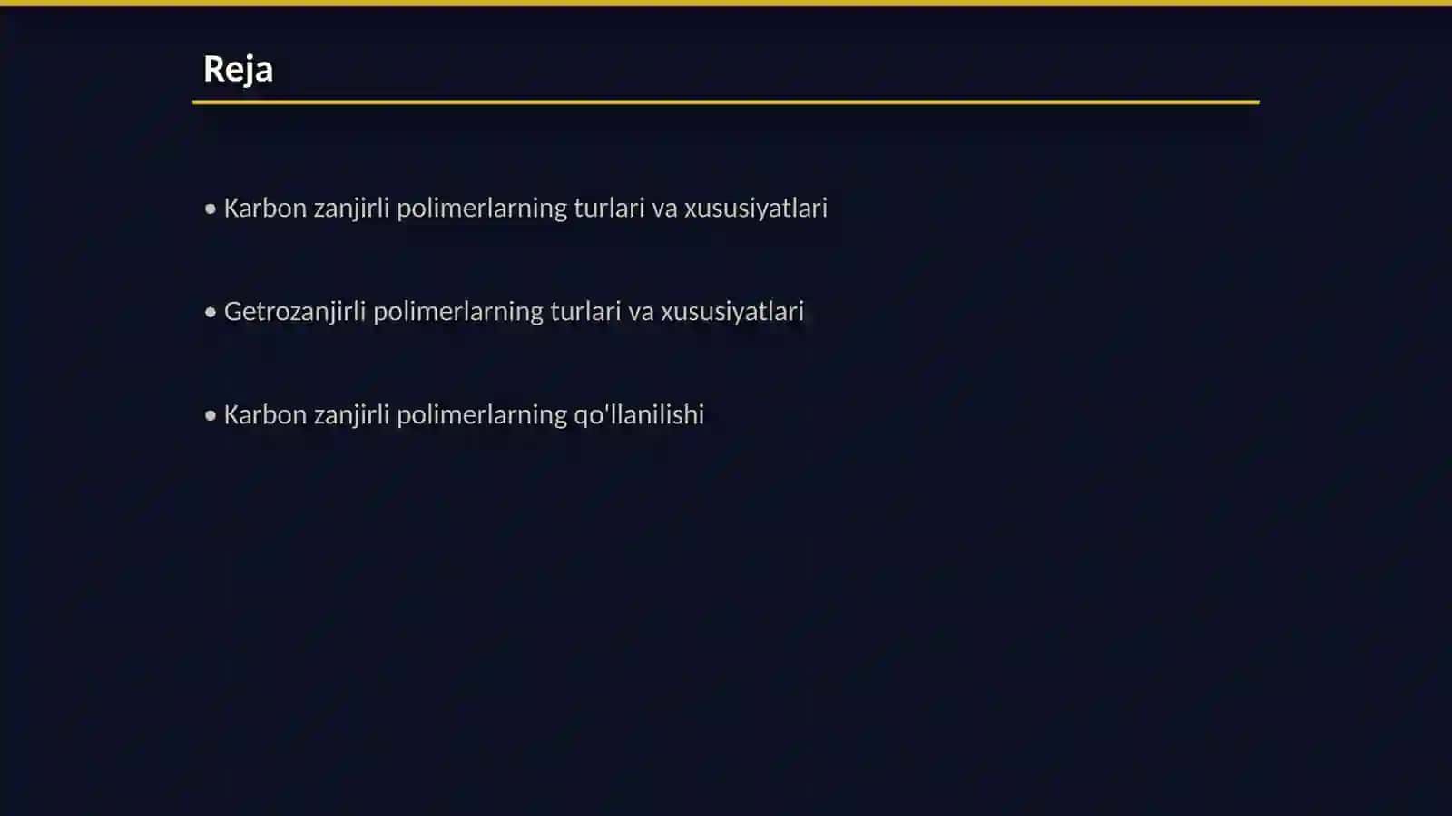 Karbon zanjirli va Getrozanjirli polimerlarning asosiy vakillari 2