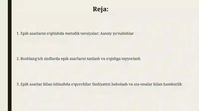 Epik asarlar ustida ishlash uchun metodik tavsiyalar 2