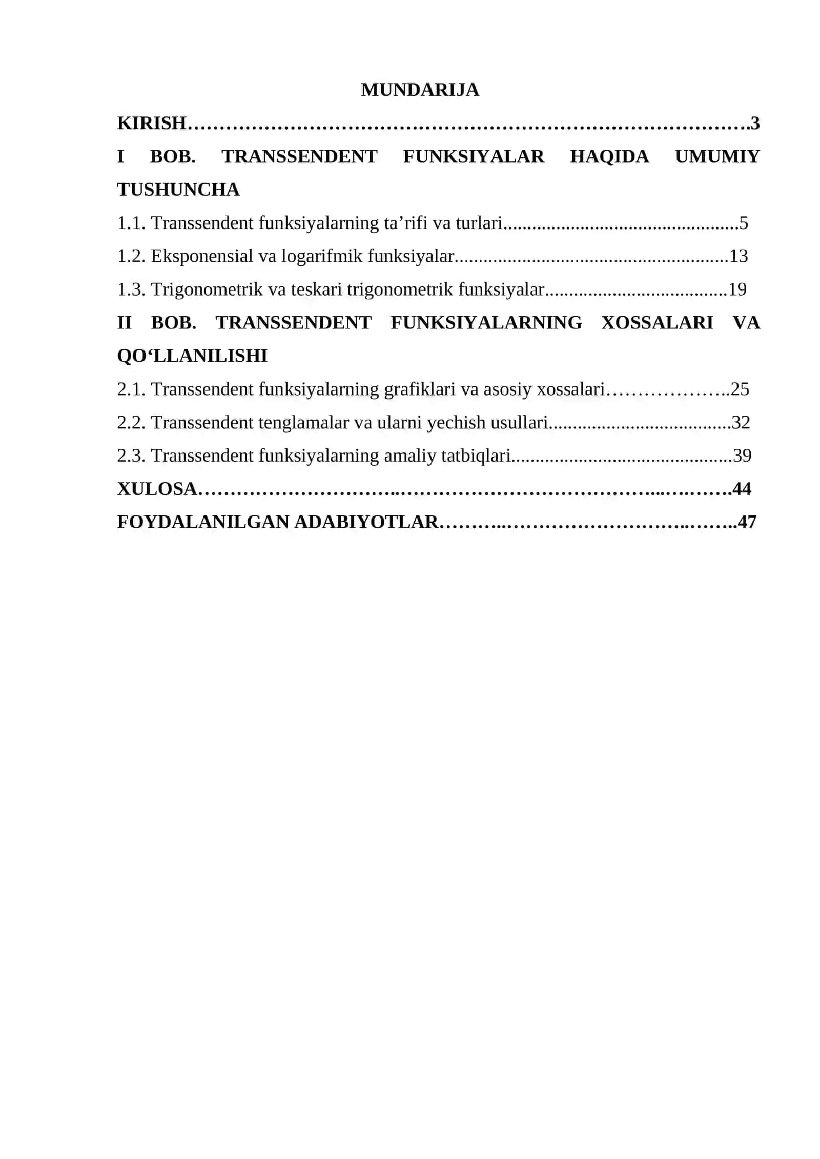 Transsendent funksiyalar 2