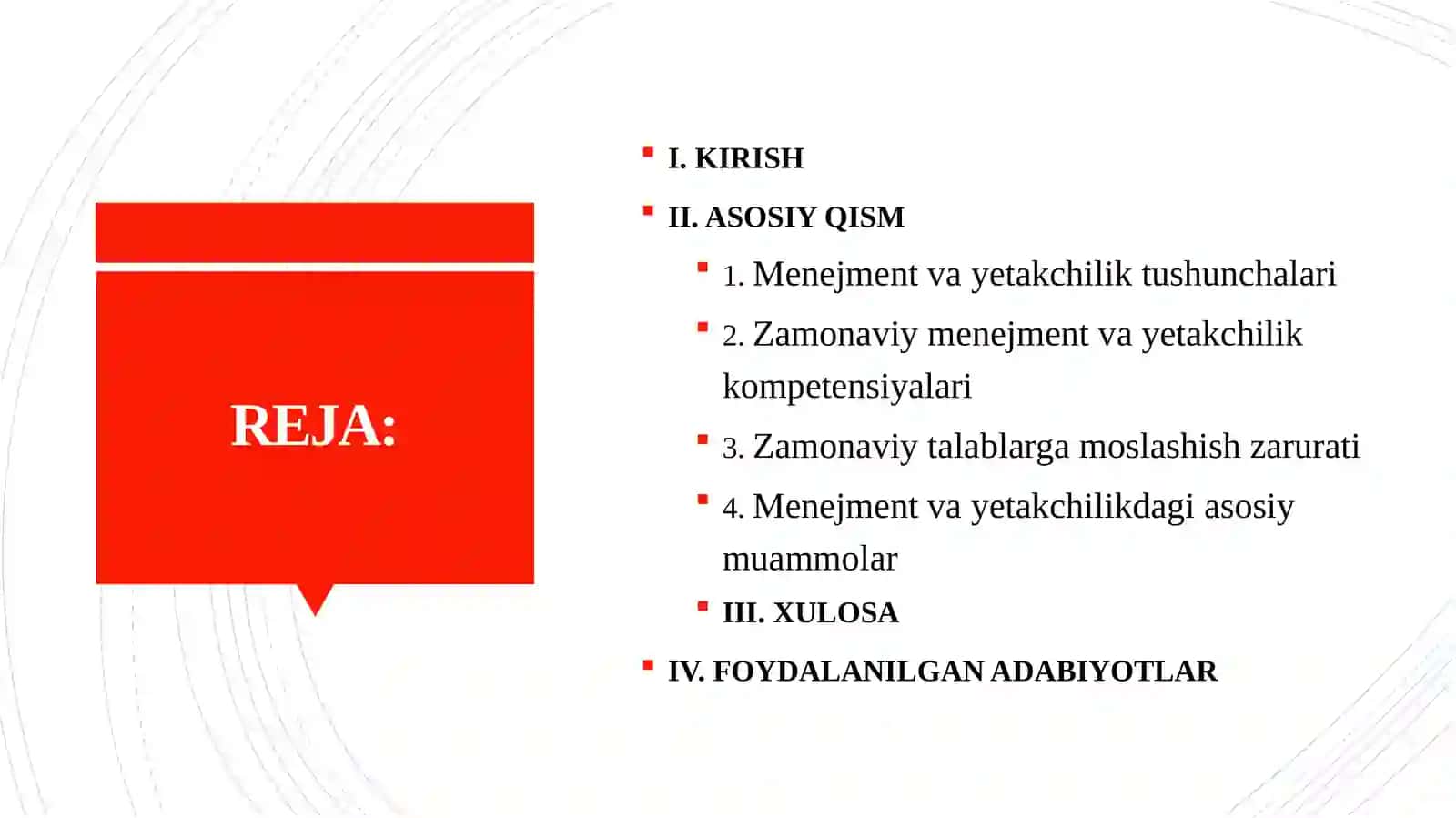 MENEJMENT VA YETAKCHILIK KOMPETENSIYALARI ZAMONAVIY TALABLARGA MOS RAVISHDA BERILGAN MUOMMONI KENG TAHLIL QILISH 2
