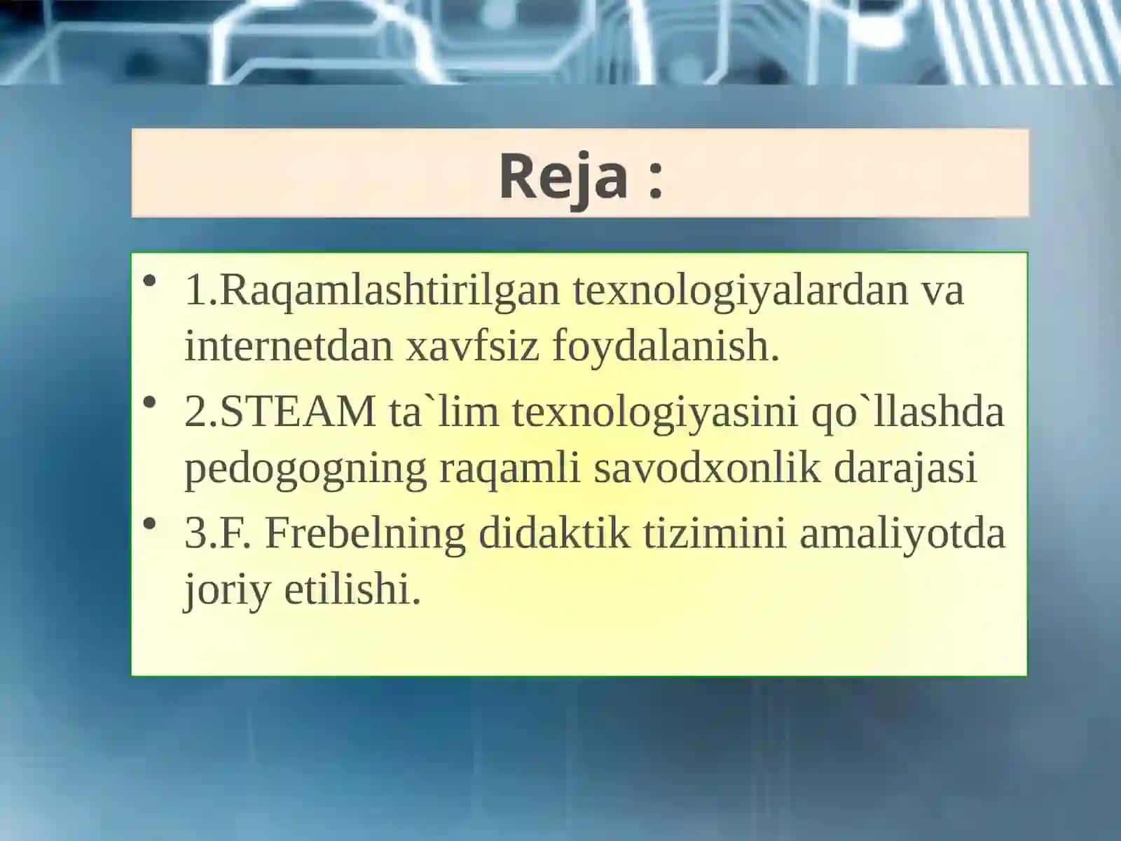 Maktabgacha ta`lim tashkilotlari pedagoglarining Digital kompetansiyalari 2