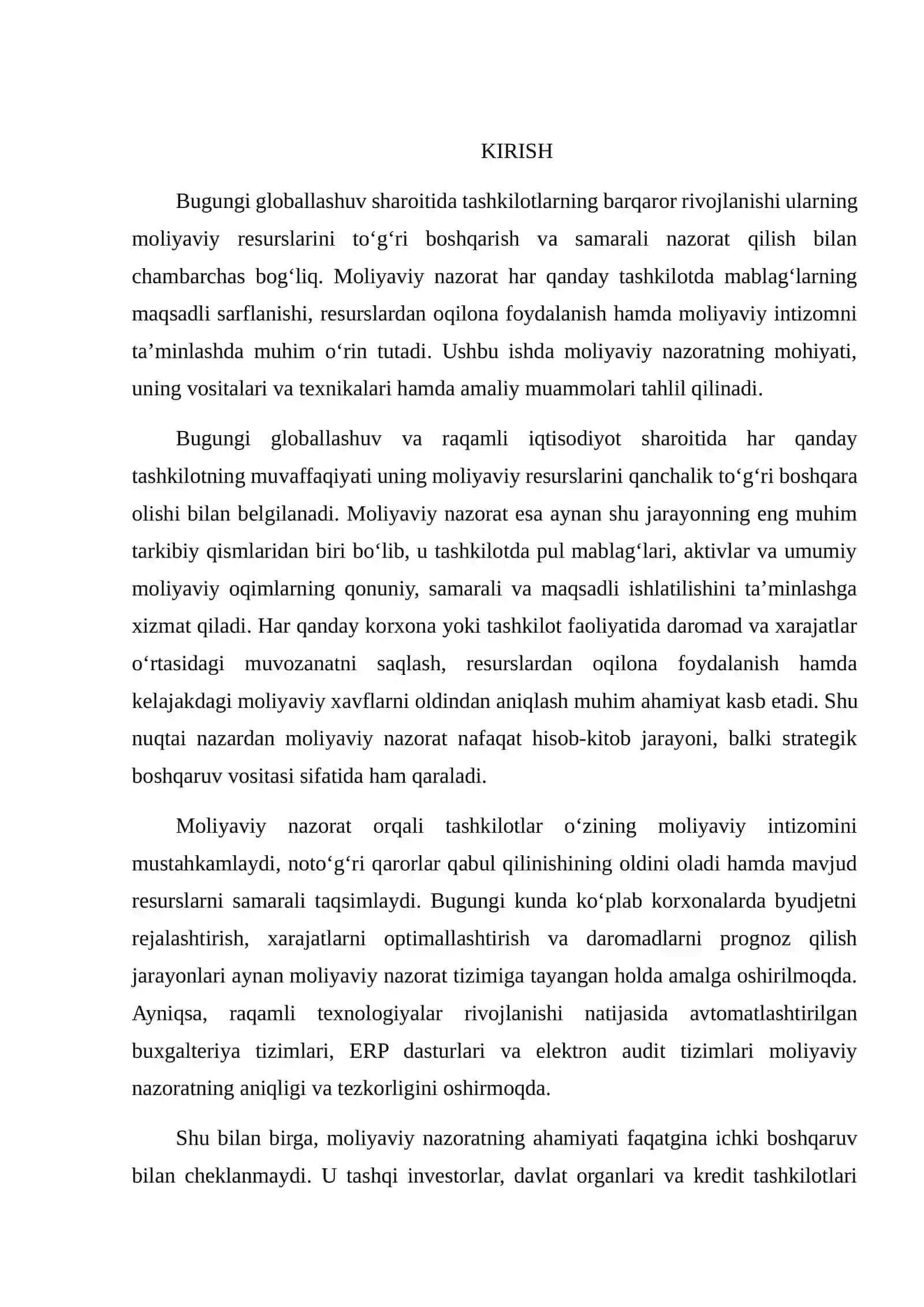 MOLIYAVIY NAZORAT: TASHKILOTLARDA AHAMIYATI VA TAHLIL 2