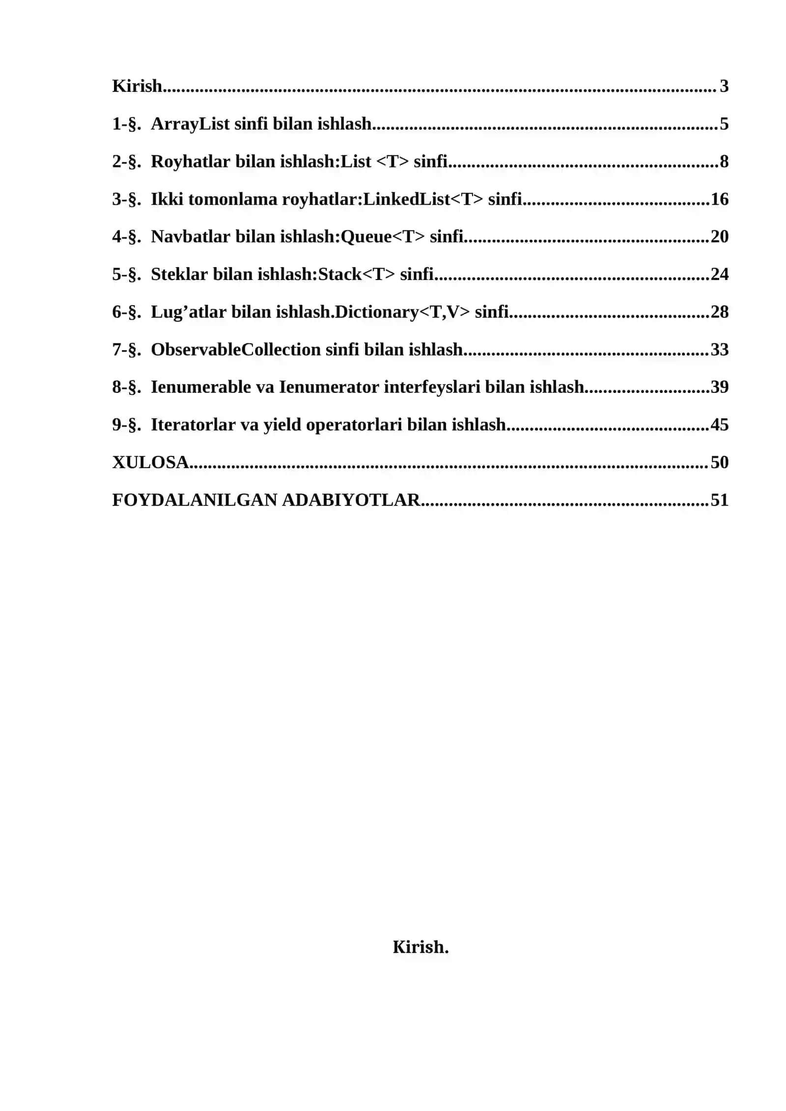 "C# dasturlash tilida kolleksiyalar bilan ishlash" 2