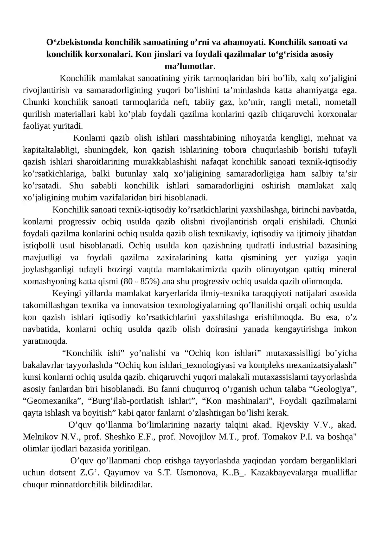 O‘ZBEKISTONDA KONCHILIK SANOATINING O‘RNI VA AHAMIYATI 2