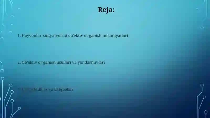 Hayvonlar hatti harakatini ob'ektiv o'rganish imkoniyatlari 2