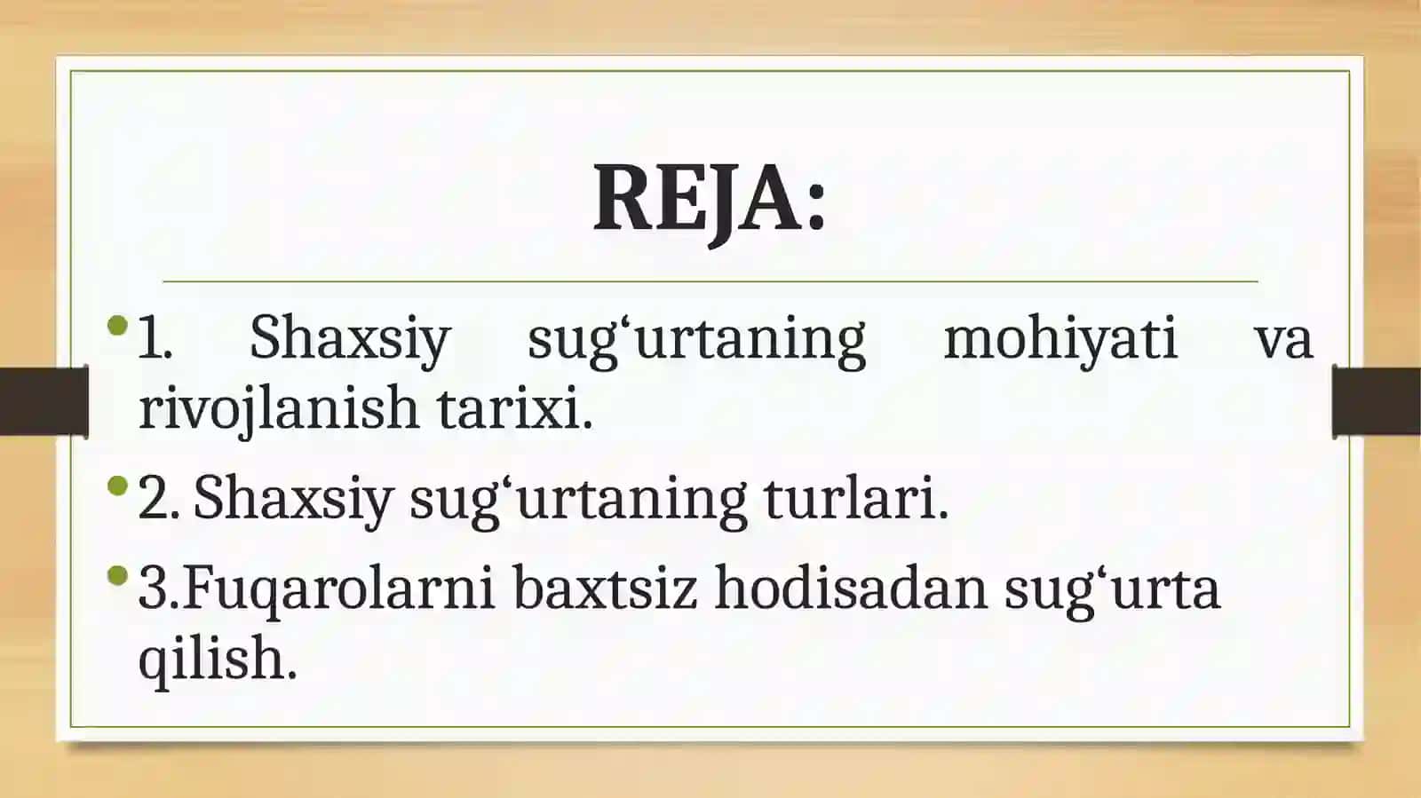 Shaxsiy sug‘urta. 2