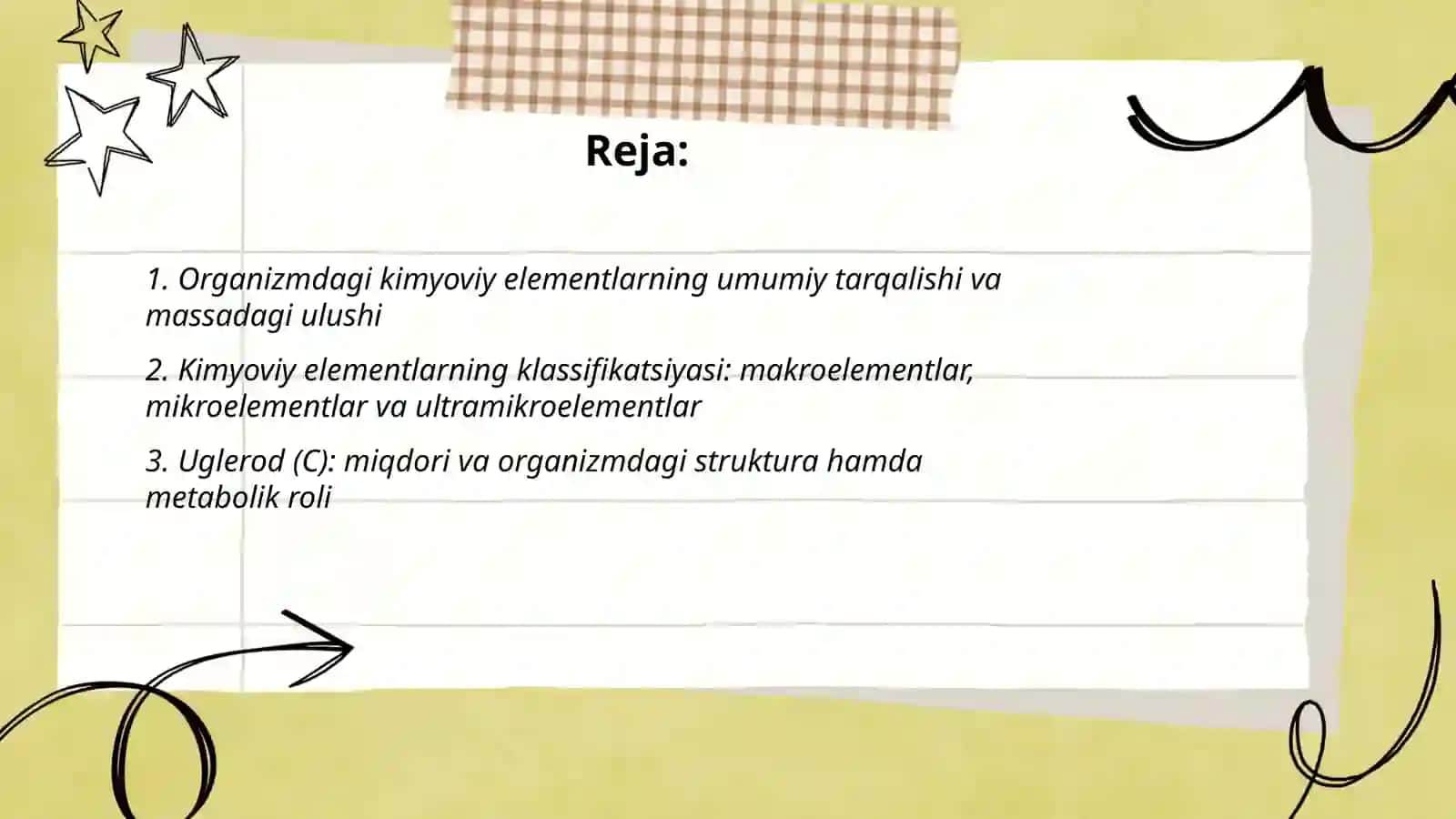 Organizmdagi kimyoviy elementlar, ularning miqdoriy tarkibi va vazifalari 2