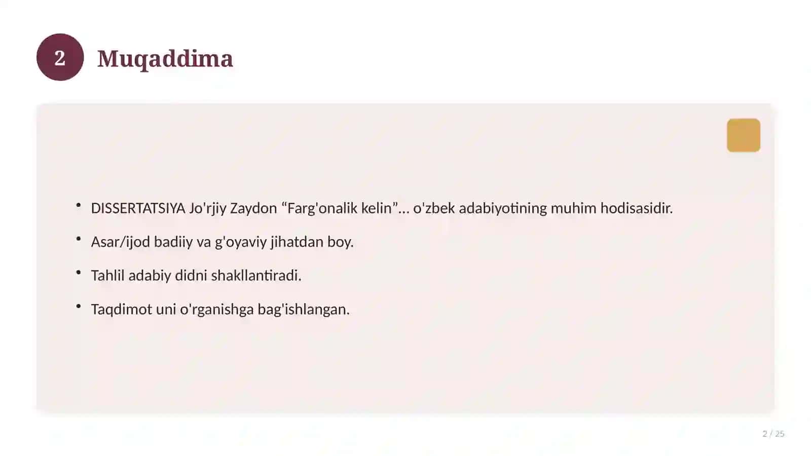DISSERTATSIYA Jo'rjiy Zaydon “Farg'onalik kelin” romani o'zbekcha tarjimasining matniy tadqiqi 2