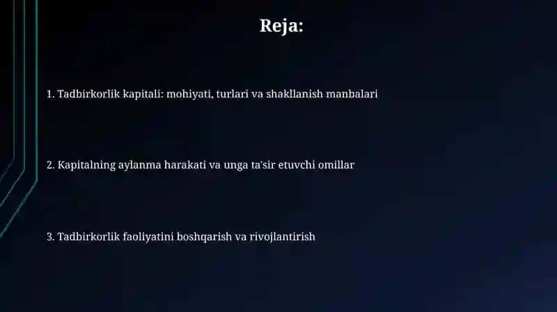 Tadbirkorlik faoliyati va kapitalning mohiyati 2