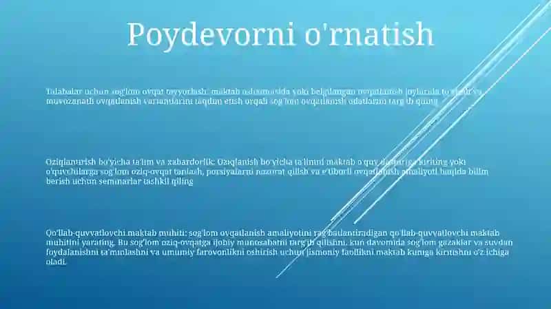 Sog‘lom Ovqatlanish Sharoitini Yaratish 2