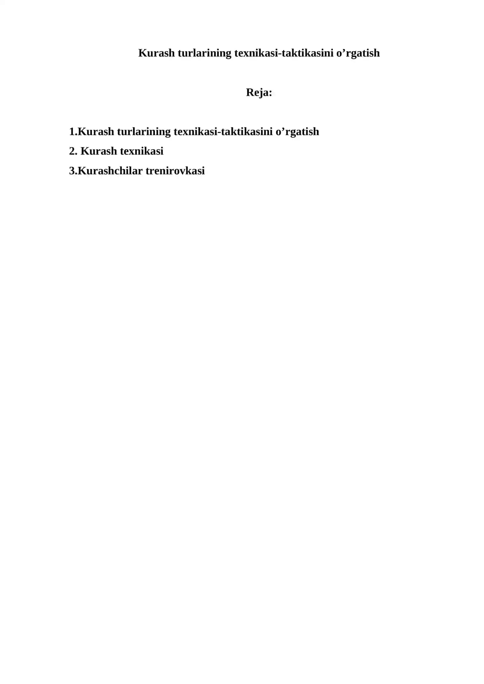 Kurash turlarining texnikasi-taktikasini oʼrgatish 2